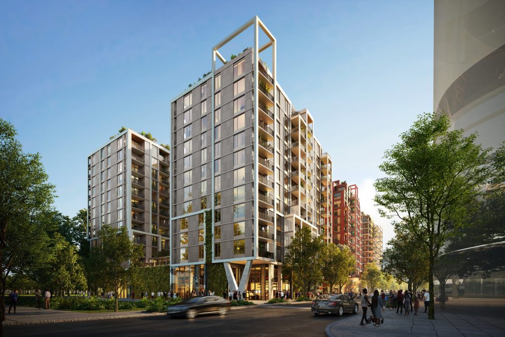 Architectural rendering of 12-story building